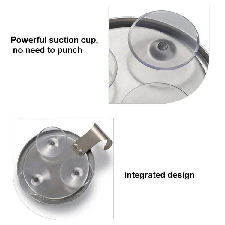 Miroir de Salle de Bain Anti-Buée à Ventouse en Alliage d'Aluminium Avec Crochet Miroir Rond