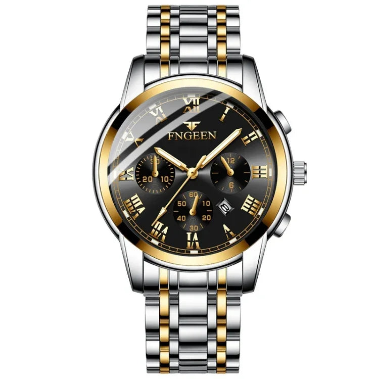 Montre automatique mécanique pour homme FNGEEN 4006, montre quartz étanche, cadran bleu or, cadran noir or, cadran blanc or, cadran blanc acier blanc, cadran noir acier blanc, cadran bleu acier blanc, cadran noir acier noir
