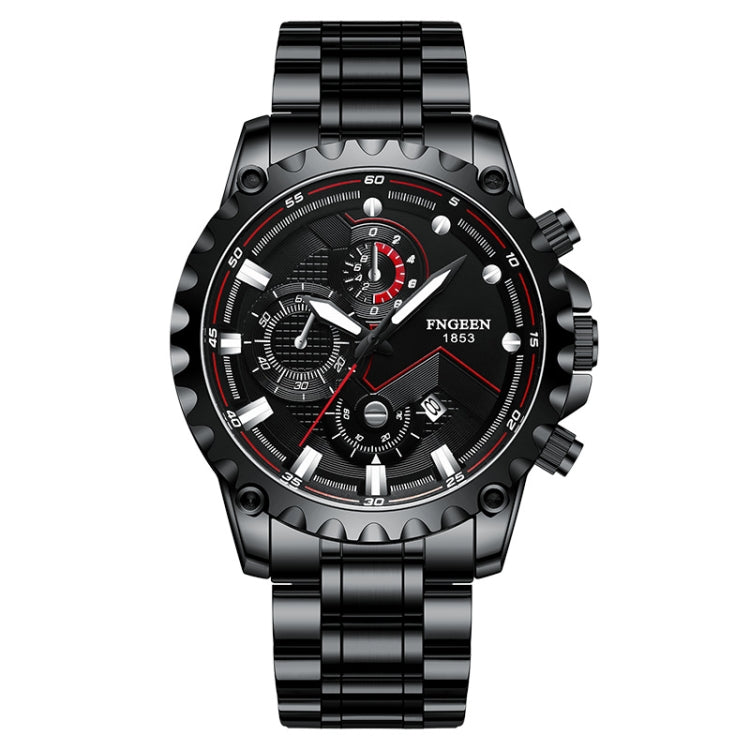 Montre sportive étanche FNGEEN 5055 pour homme en acier inoxydable, acier noir surface noire, acier blanc surface noire, acier blanc surface blanche, cuir noir acier noir surface noire, cuir noir acier blanc surface noire