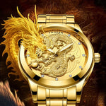 FNGEEN S666 Waterproof Luminous Non-Mechanical Watch Quartz Ultra-Thin Dragon Or Phoenix Pattern Couple Watch, Full Gold Gold Surface, Full Gold Black Surface, FullGold White Surface, Between Gold Gold Surface, Between Gold Black Surface