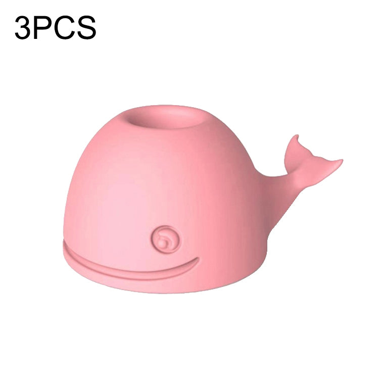 3 PIÈCES Porte-brosse à dents en silicone Baleine Porte-stylo de bureau, rose, bleu foncé, bleu clair