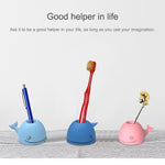 3 PIÈCES Porte-brosse à dents en silicone Baleine Porte-stylo de bureau, rose, bleu foncé, bleu clair