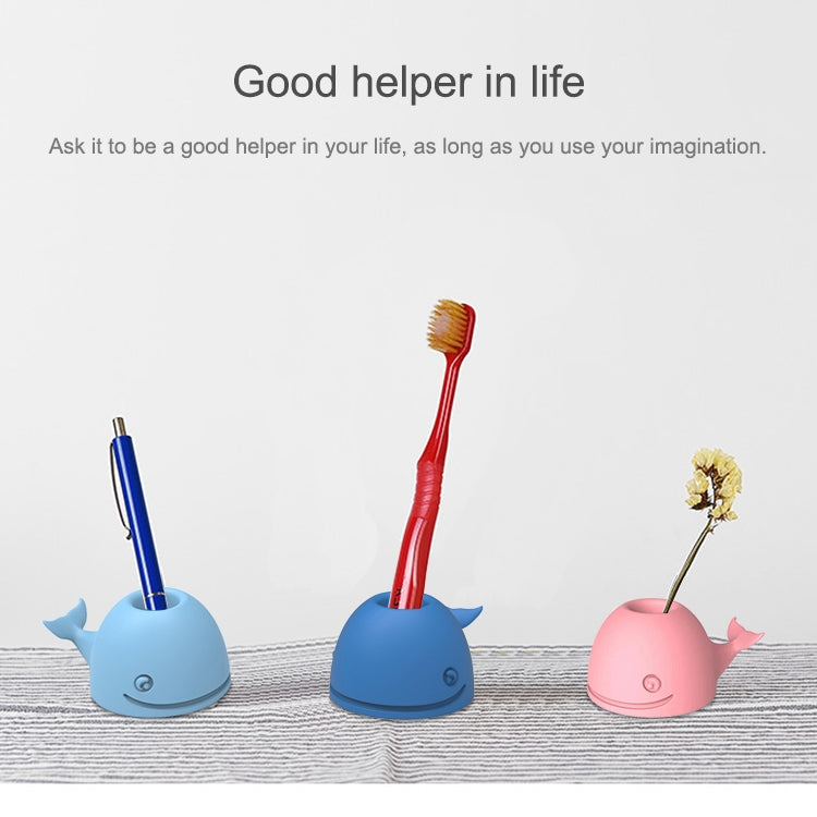 3 PIÈCES Porte-brosse à dents en silicone Baleine Porte-stylo de bureau, rose, bleu foncé, bleu clair