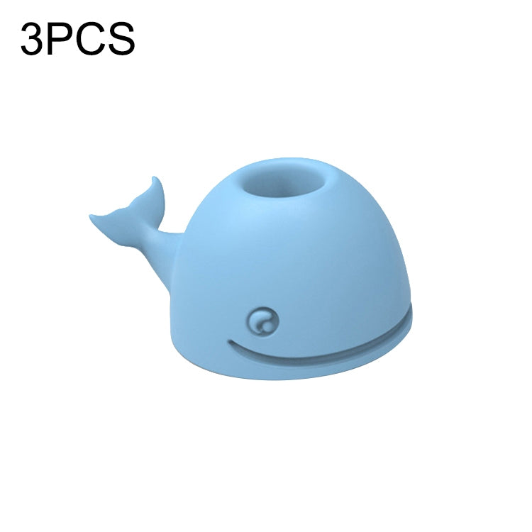 3 PIÈCES Porte-brosse à dents en silicone Baleine Porte-stylo de bureau, rose, bleu foncé, bleu clair