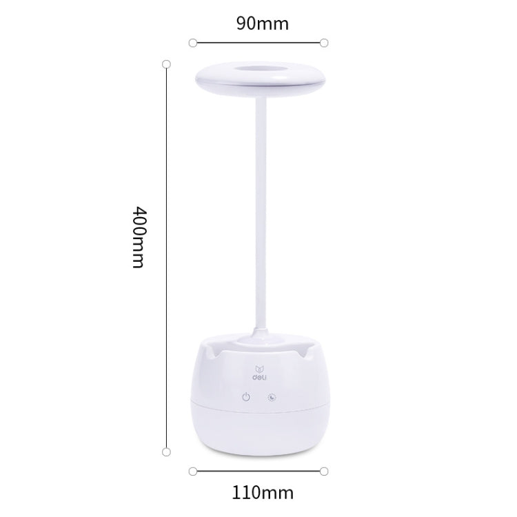 Lampe de bureau Deli 4326 à chargement USB, 3 vitesses réglables, avec porte-stylo