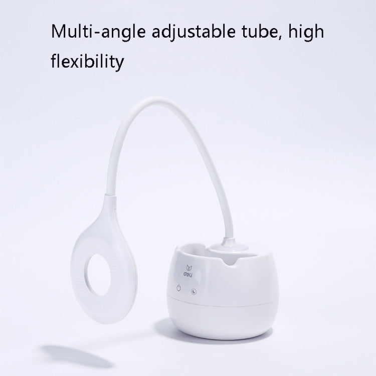 Lampe de bureau Deli 4326 à chargement USB, 3 vitesses réglables, avec porte-stylo