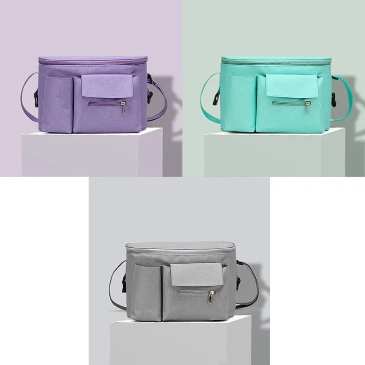 Sac suspendu multifonctionnel pour poussette, sac de rangement pour biberon et bouteille d'eau, violet, gris clair, vert