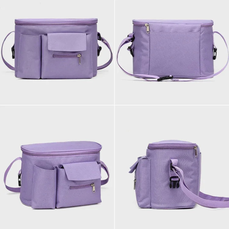 Sac suspendu multifonctionnel pour poussette, sac de rangement pour biberon et bouteille d'eau, violet, gris clair, vert