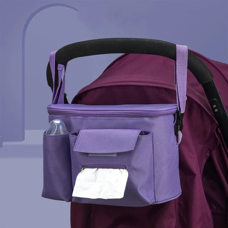 Sac suspendu multifonctionnel pour poussette, sac de rangement pour biberon et bouteille d'eau, violet, gris clair, vert