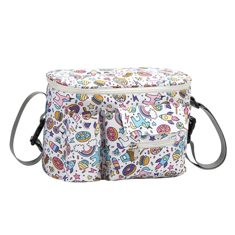 Sac de rangement multifonctionnel pour poussette de bébé, Petit cheval blanc, Fleur champignon, Ours balançoire, Alpaga jaune, Cygne noir