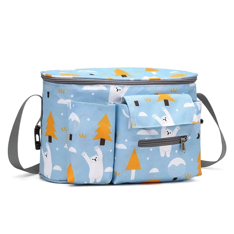 Sac de rangement multifonctionnel pour poussette de bébé, Petit cheval blanc, Fleur champignon, Ours balançoire, Alpaga jaune, Cygne noir