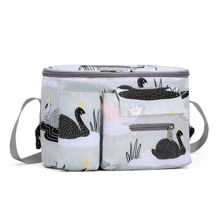 Sac de rangement multifonctionnel pour poussette de bébé, Petit cheval blanc, Fleur champignon, Ours balançoire, Alpaga jaune, Cygne noir