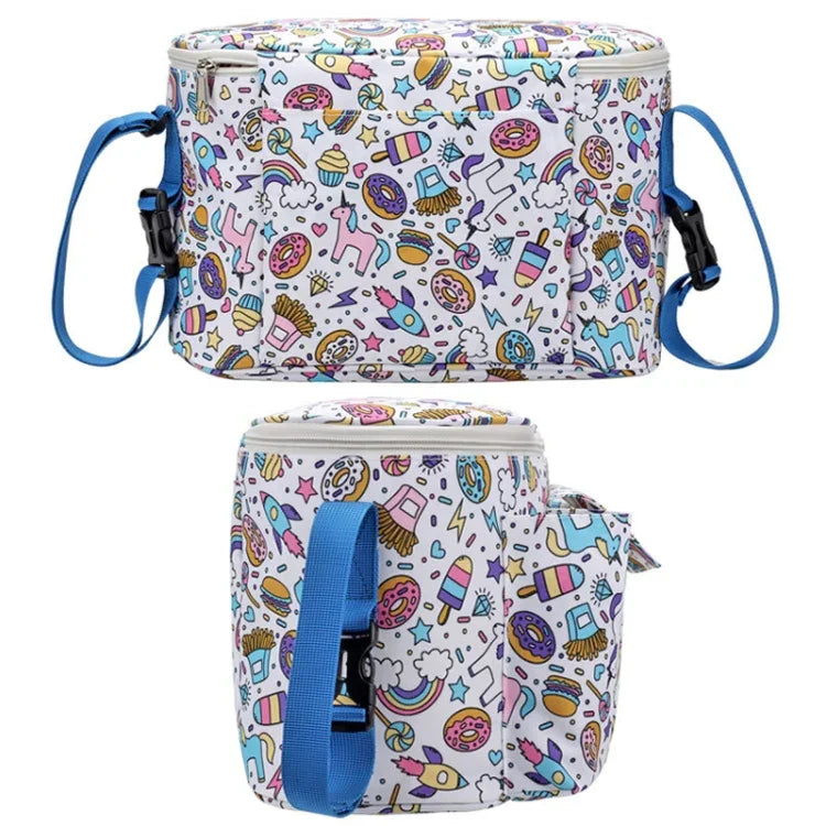 Sac de rangement multifonctionnel pour poussette de bébé, Petit cheval blanc, Fleur champignon, Ours balançoire, Alpaga jaune, Cygne noir