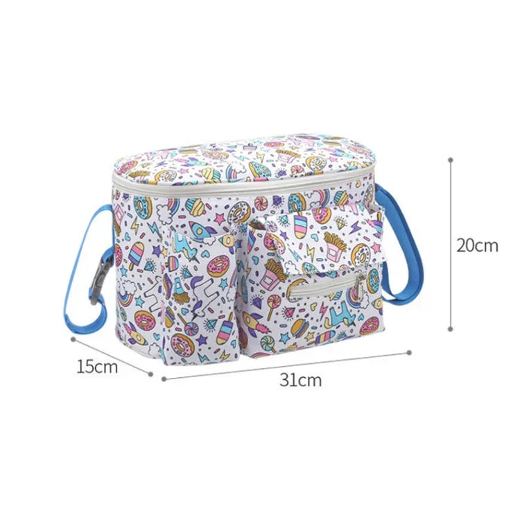 Sac de rangement multifonctionnel pour poussette de bébé, Petit cheval blanc, Fleur champignon, Ours balançoire, Alpaga jaune, Cygne noir