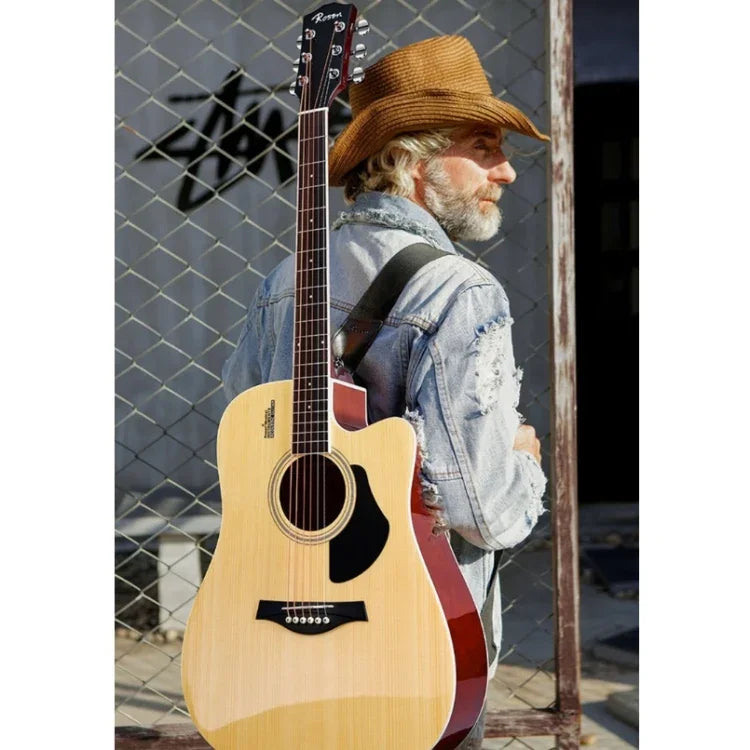 Guitare Acoustique Folk Instrument à Cordes pour Débutants (Noir), 41 Pouces (Jaune Soleil)