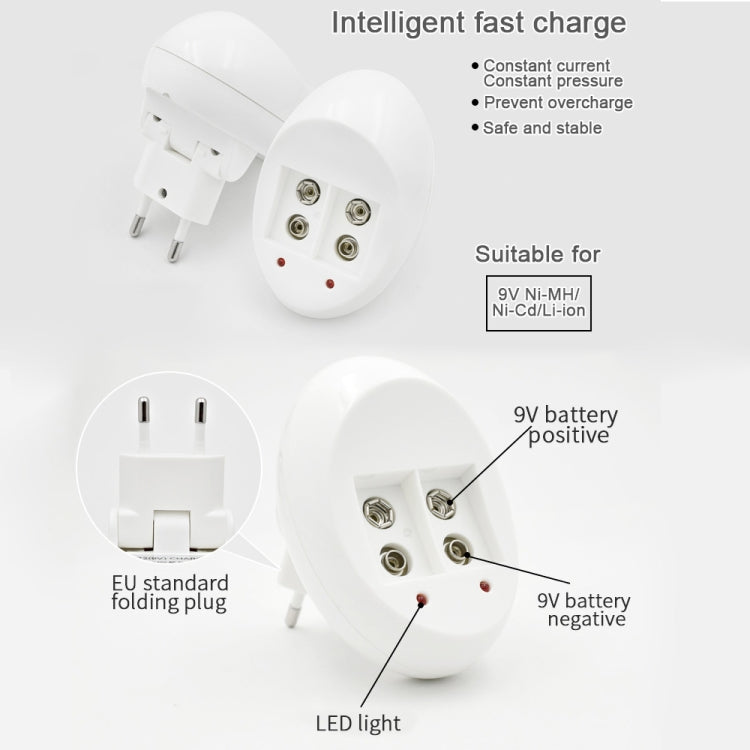 Batterie rechargeable Li-ion 9V 6F22, chargeur de batteries lithium 9V, prise US, prise EU