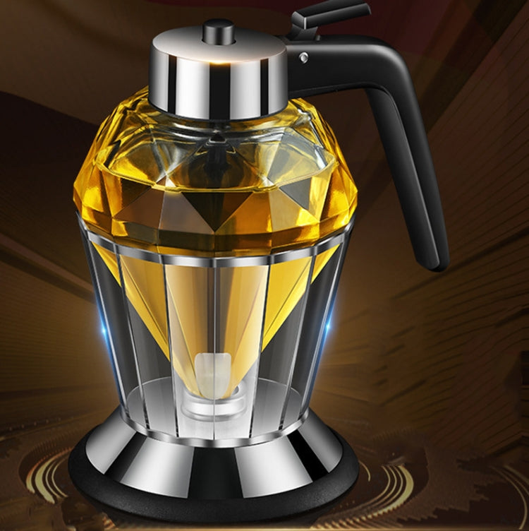 Bouteille d'huile en verre anti-poussière de type canette de diamant, distributeur de vinaigre, bouteille d'assaisonnement de cuisine multifonction à un bouton, canette d'huile de diamant