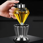 Bouteille d'huile en verre anti-poussière de type canette de diamant, distributeur de vinaigre, bouteille d'assaisonnement de cuisine multifonction à un bouton, canette d'huile de diamant