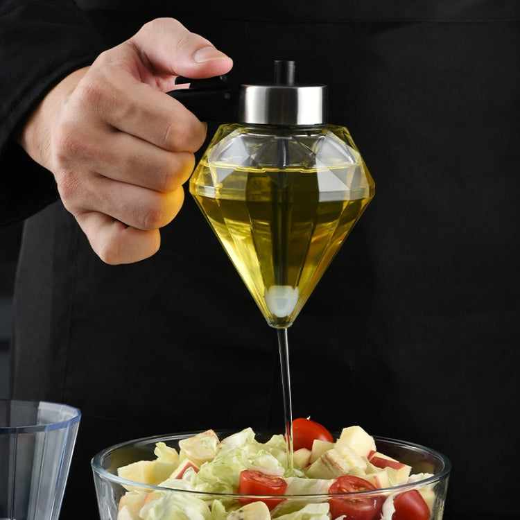 Bouteille d'huile en verre anti-poussière de type canette de diamant, distributeur de vinaigre, bouteille d'assaisonnement de cuisine multifonction à un bouton, canette d'huile de diamant