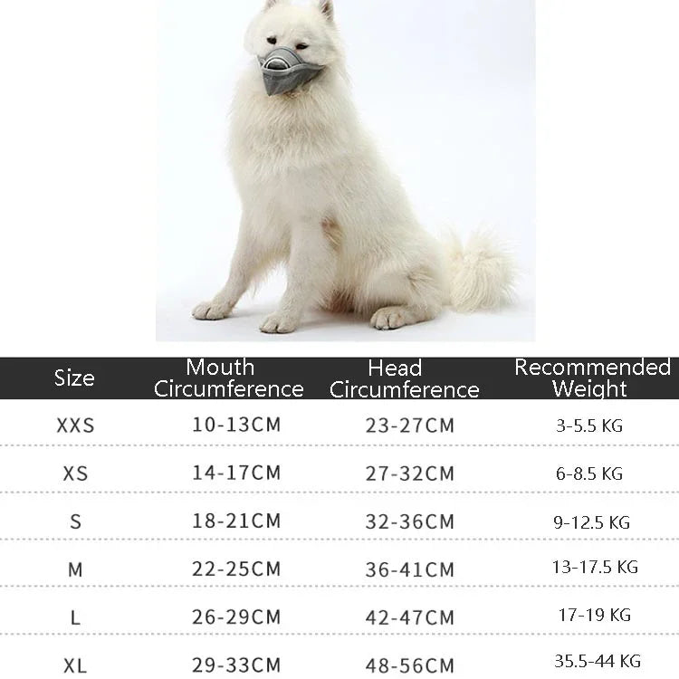 Cache-museau pour chien anti-morsure en maille pour chiens de taille moyenne et grande, XXS, XS, S, M, L, XL