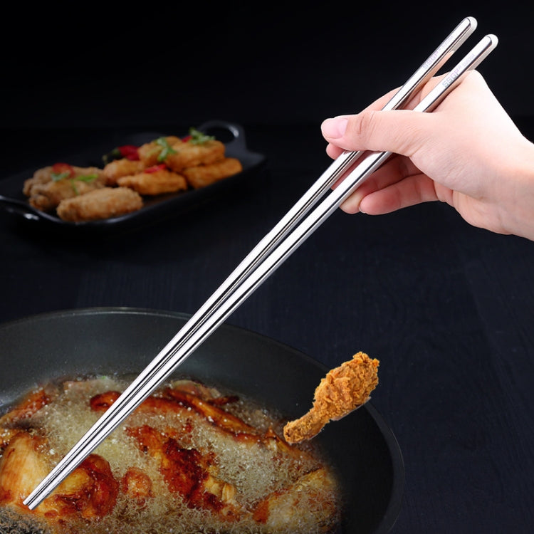 1 paire de baguettes allongées en acier inoxydable antidérapantes et anti-brûlures, longues baguettes pour nouilles et fondue, 36 cm