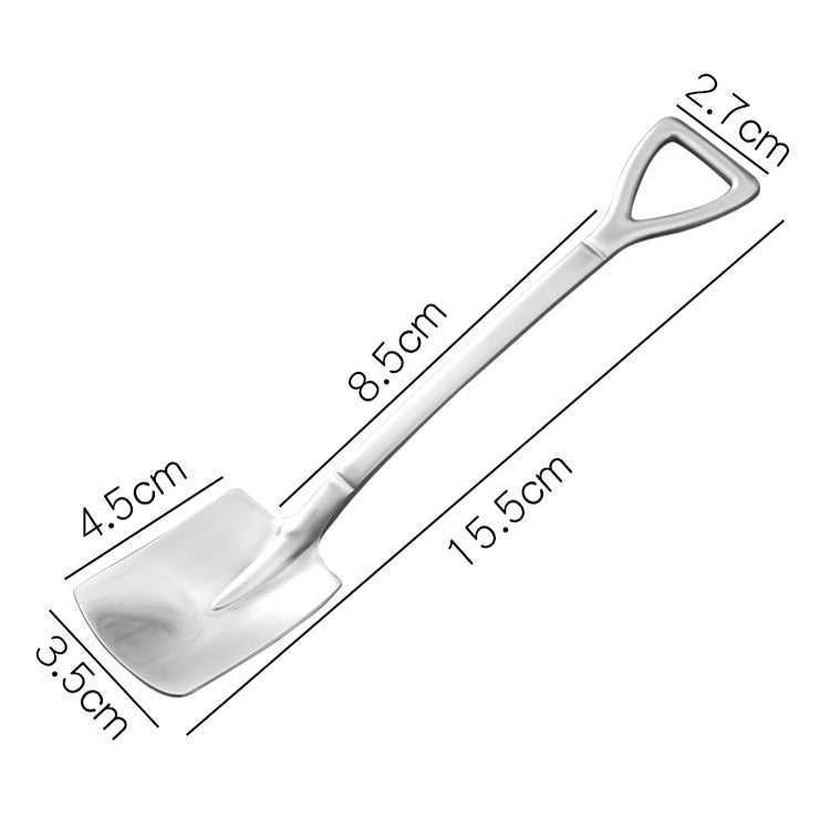 Cuillère pelle en acier inoxydable 410, rétro, mignonne, à tête carrée