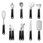 Ensemble d'ustensiles de cuisine 9 en 1 en acier inoxydable avec manche en plastique, gadget domestique, cyan, noir