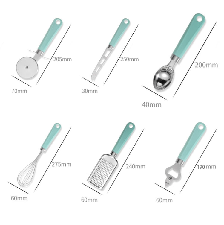 Ensemble d'ustensiles de cuisine 9 en 1 en acier inoxydable avec manche en plastique, gadget domestique, cyan, noir