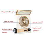 Ventilateur solaire quatre-en-un avec lampe torche, prise CN, doré, bleu