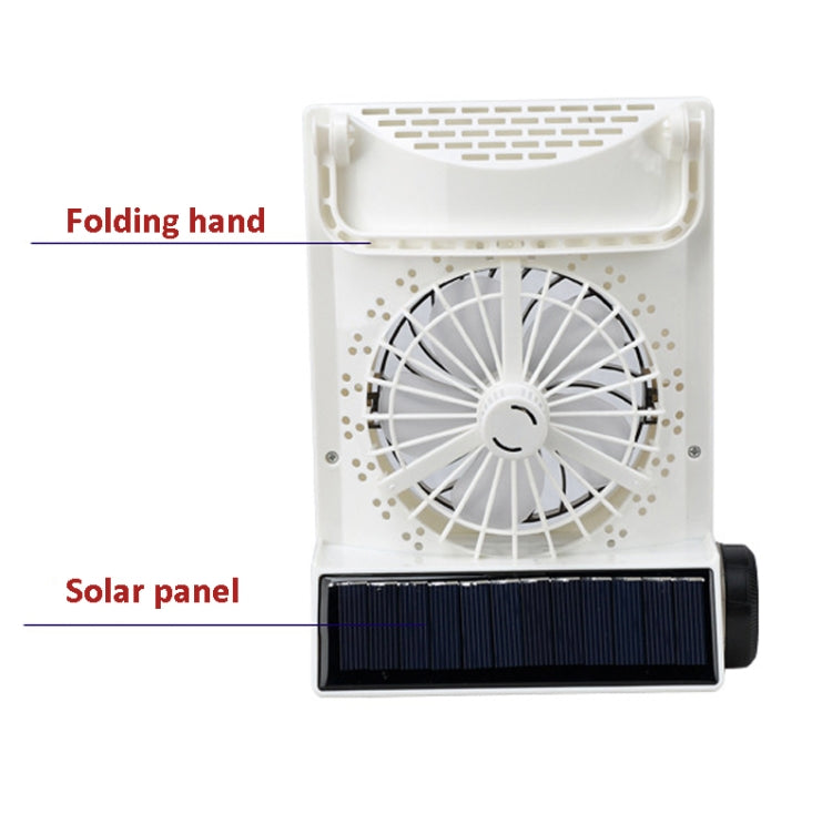 Ventilateur solaire quatre-en-un avec lampe torche, prise CN, doré, bleu