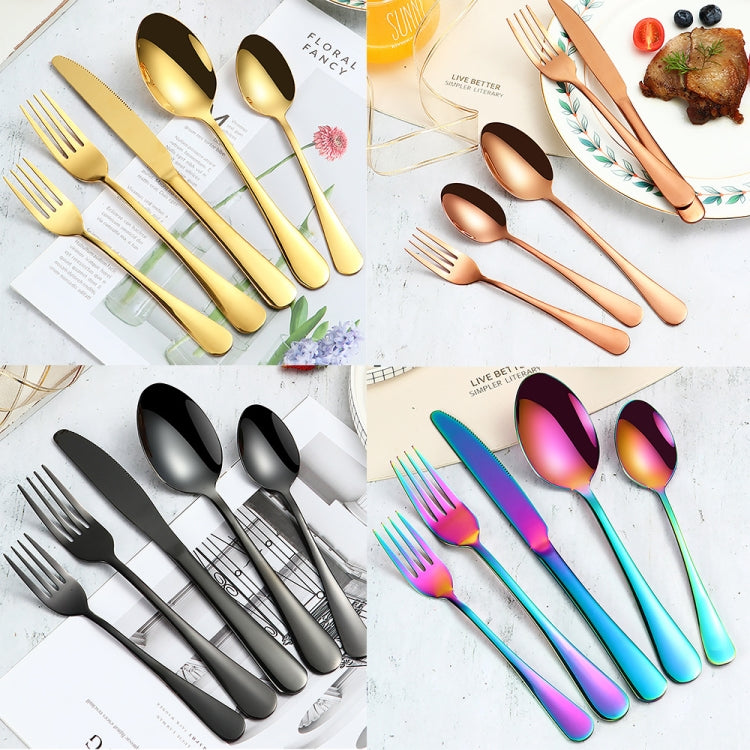 Ensemble de couverts à steak en acier inoxydable 20 pièces en 1, couleur véritable, doré, or rose, multicolore, noir