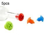5 bouchons de bouteille en silicone pour la conservation du vin rouge, motif vis, livraison de couleur aléatoire, motif vis
