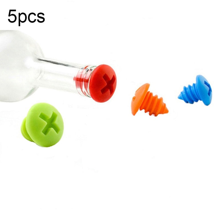 5 bouchons de bouteille en silicone pour la conservation du vin rouge, motif vis, livraison de couleur aléatoire, motif vis