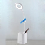 Ventilateur LED de bureau WS-8010, lampe de chevet USB pliable, goutte d'eau, anneau, porte-stylo blanc, porte-stylo jaune, porte-stylo bleu, porte-stylo vert