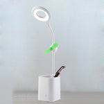 Ventilateur LED de bureau WS-8010, lampe de chevet USB pliable, goutte d'eau, anneau, porte-stylo blanc, porte-stylo jaune, porte-stylo bleu, porte-stylo vert