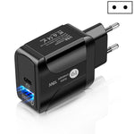 Chargeur de voyage rapide 18W PD + QC 3.0 avec fonction d'indication LED, prise EU noir, prise US noir, prise UK noir, prise EU blanc, prise US blanc, prise UK blanc