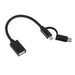 Câble adaptateur OTG tressé en nylon USB 3.0 Femelle vers Micro USB + USB-C / Type-C Mâle pour charge et transmission, Longueur du câble : 19cm, Or, Argent, Noir, Rose, Bleu, Rouge