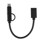 Câble adaptateur OTG tressé en nylon USB 3.0 Femelle vers Micro USB + USB-C / Type-C Mâle pour charge et transmission, Longueur du câble : 19cm, Or, Argent, Noir, Rose, Bleu, Rouge