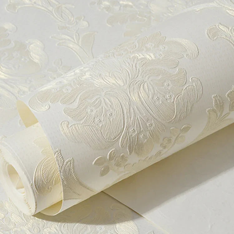 Papier peint auto-adhésif classique en tissu non tissé damassé 3D de précision pour chambre et salon, 0,53 x 3 mètres