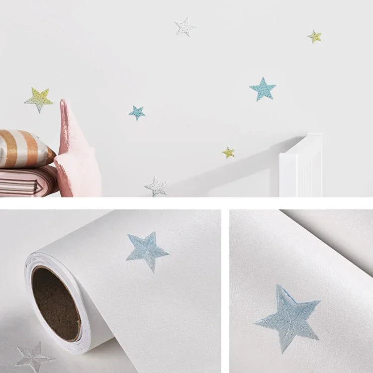 Papier peint auto-adhésif 3D étoiles et lune, autocollant mural méditerranéen pour enfants, 0,53 x 3m
