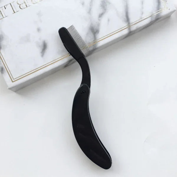 Nouveau peigne à cils pliable, séparateur de cils, rehausseur de mascara, brosse métallique, outil de maquillage, noir, rose