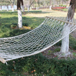 Hamac d'extérieur en maille de fil de coton avec bâton en bois massif, balançoire d'intérieur, taille : 200x80cm, 200x80cm Blanc