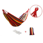 Hamac épais en toile, anti-retournement pour extérieur, 260x80 simple sans barre (Rayures rouges), 260x80 simple sans barre (Rayures bleues), 260x100 sans barre (Rayures rouges), 260x100 sans barre (Rayures bleues), 260x150 sans barre (Rayures rouges)...