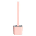 Brosse de toilette à long manche en plastique souple, brosse de nettoyage pour interstices en TPR, blanc, rose, bleu clair, vert
