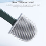 Brosse de toilette à long manche en plastique souple, brosse de nettoyage pour interstices en TPR, blanc, rose, bleu clair, vert