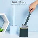 Brosse de toilette à long manche en plastique souple, brosse de nettoyage pour interstices en TPR, blanc, rose, bleu clair, vert