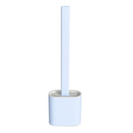 Brosse de toilette à long manche en plastique souple, brosse de nettoyage pour interstices en TPR, blanc, rose, bleu clair, vert
