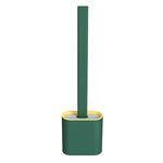 Brosse de toilette à long manche en plastique souple, brosse de nettoyage pour interstices en TPR, blanc, rose, bleu clair, vert