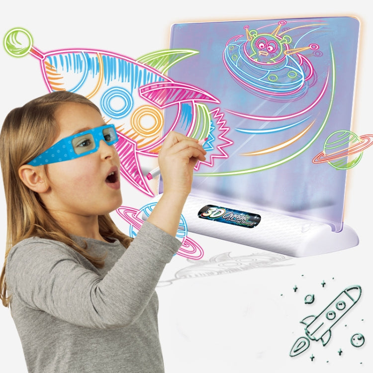 Tableau de dessin fluorescent 3D Magique Lumineux Tridimensionnel Tableau d'écriture Tableau de graffitis Éclairage Puzzle Enfants Tableau de dessin,Style :, Tableau de dessin moyen (Version Espace), Tableau de dessin moyen (Version Dinosaure)