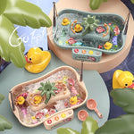 Station de pêche rotative électrique éducative pour enfants Play House, jeu d'eau d'été, 6 canards verts, 6 canards roses, 3 poissons verts et 3 canards, 3 poissons roses et 3 canards